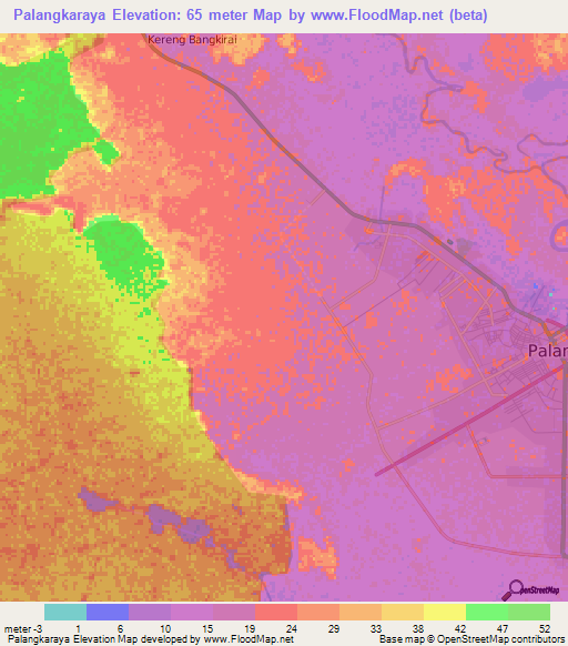 Palangkaraya,Indonesia Elevation Map