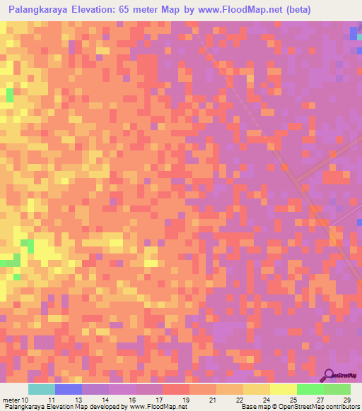 Palangkaraya,Indonesia Elevation Map