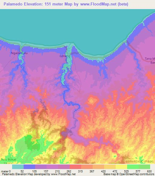 Palamedo,Indonesia Elevation Map