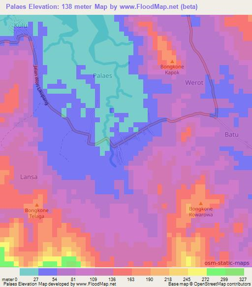 Palaes,Indonesia Elevation Map