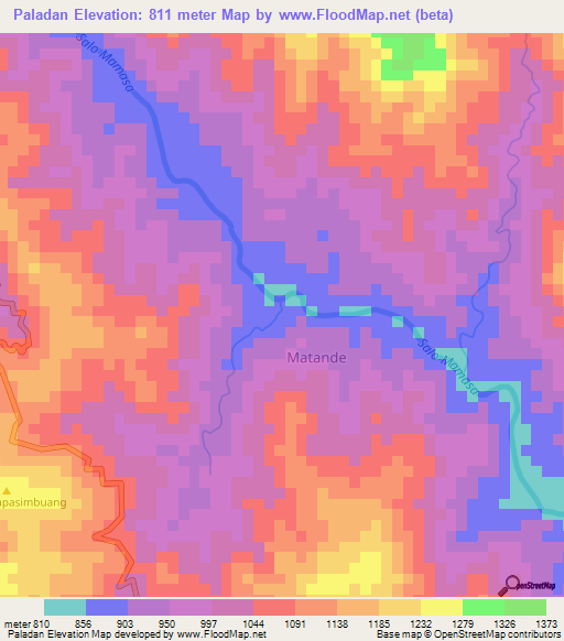 Paladan,Indonesia Elevation Map