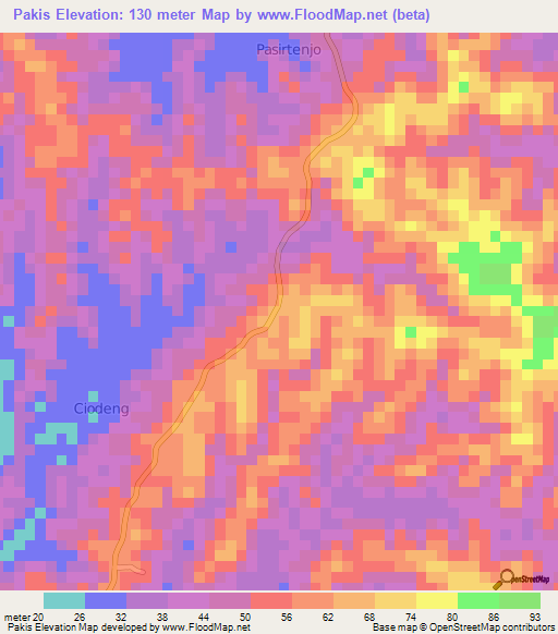 Pakis,Indonesia Elevation Map