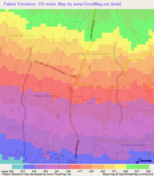 Pakem,Indonesia Elevation Map