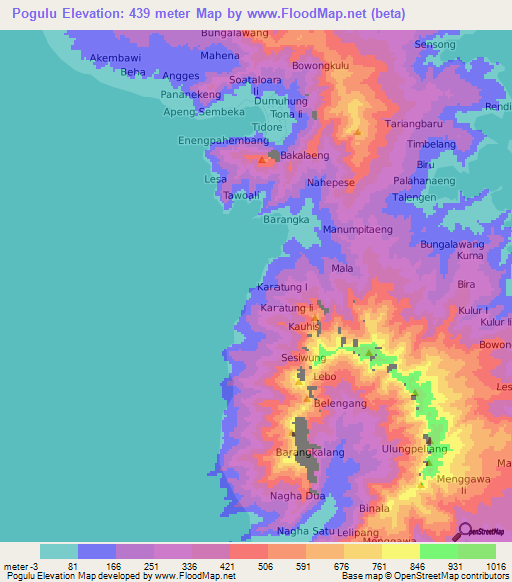 Pogulu,Indonesia Elevation Map