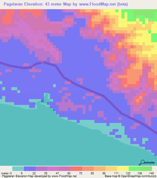 Pagelaran,Indonesia Elevation Map