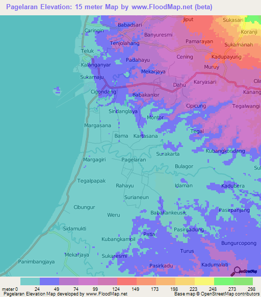 Pagelaran,Indonesia Elevation Map
