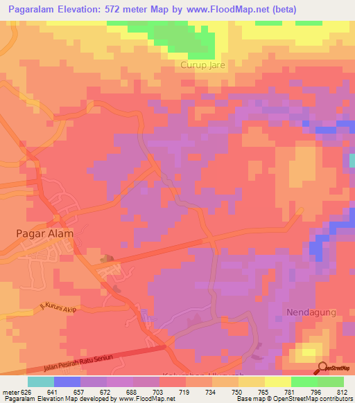 Pagaralam,Indonesia Elevation Map