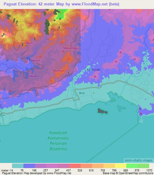 Paguat,Indonesia Elevation Map