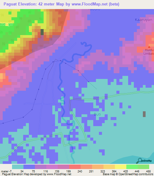 Paguat,Indonesia Elevation Map