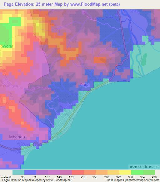 Paga,Indonesia Elevation Map