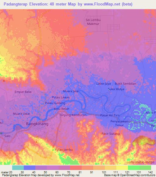 Padangterap,Indonesia Elevation Map