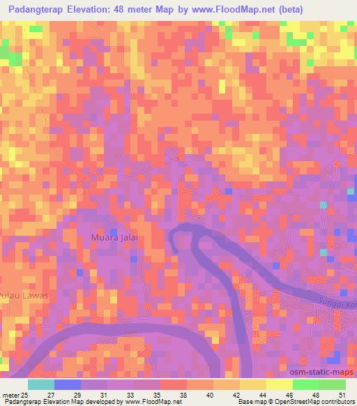 Padangterap,Indonesia Elevation Map