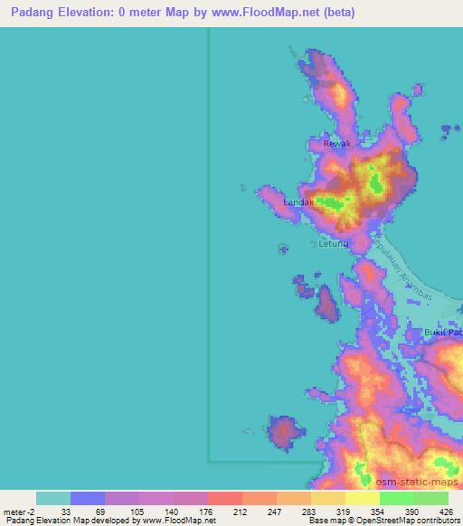 Padang,Indonesia Elevation Map