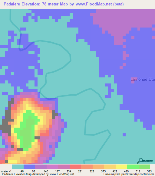 Padalere,Indonesia Elevation Map