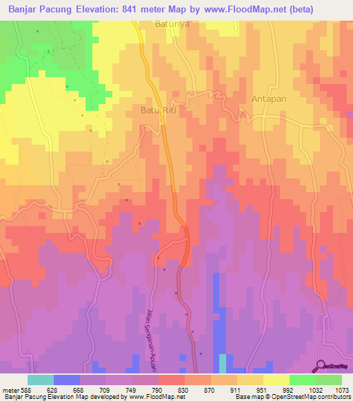 Banjar Pacung,Indonesia Elevation Map