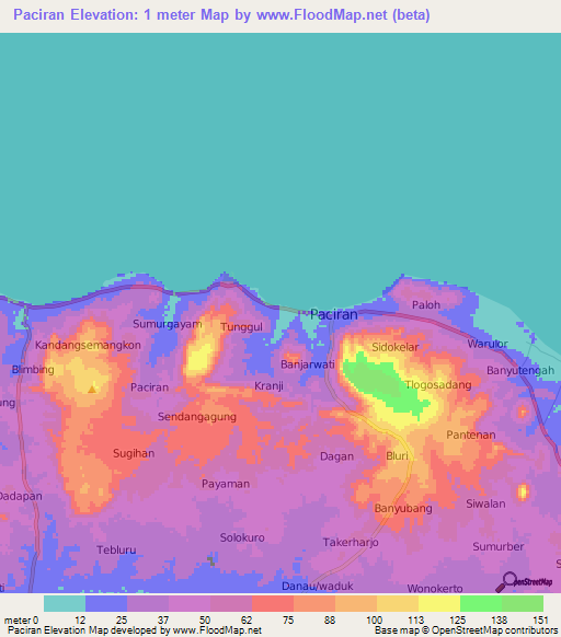 Paciran,Indonesia Elevation Map