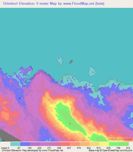 Orimbori,Indonesia Elevation Map