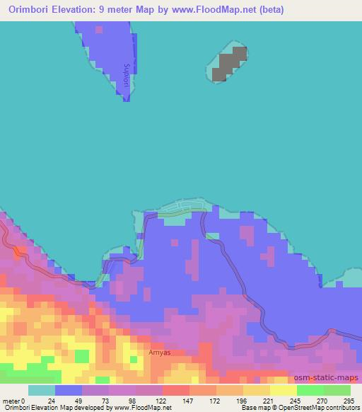 Orimbori,Indonesia Elevation Map