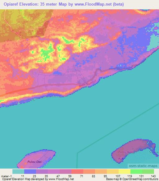 Opiaref,Indonesia Elevation Map