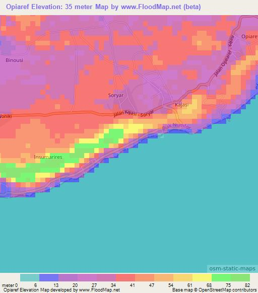 Opiaref,Indonesia Elevation Map