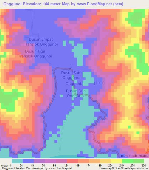 Onggunoi,Indonesia Elevation Map