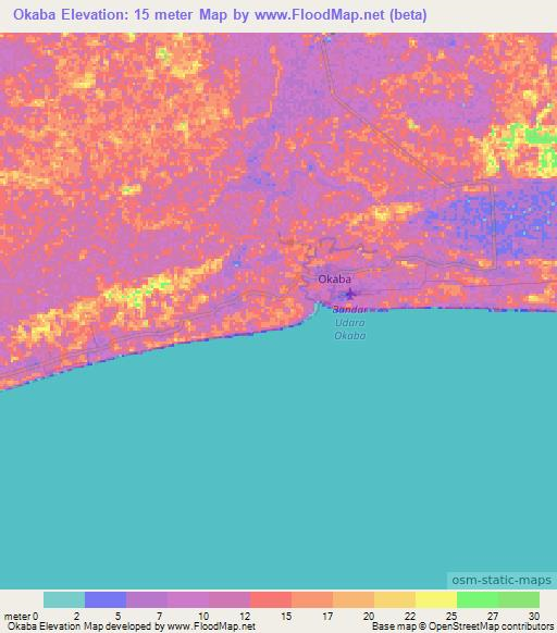 Okaba,Indonesia Elevation Map