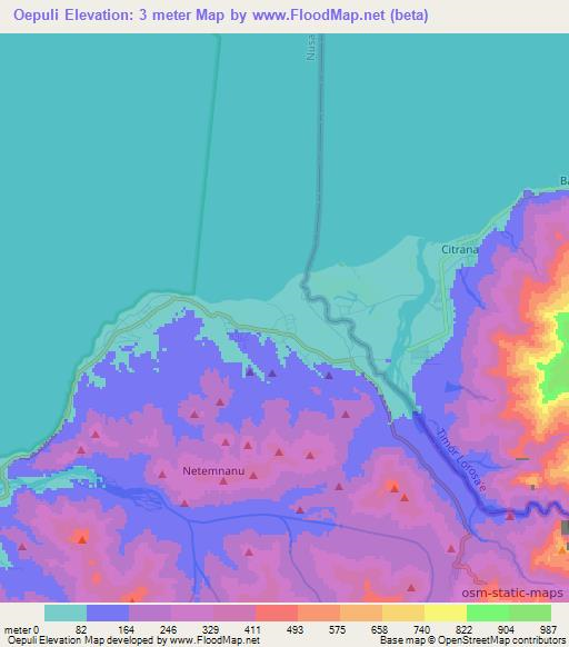 Oepuli,Indonesia Elevation Map