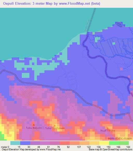 Oepuli,Indonesia Elevation Map