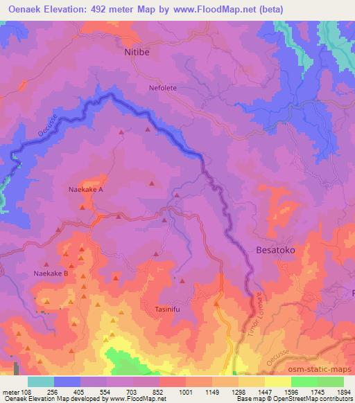 Oenaek,Indonesia Elevation Map