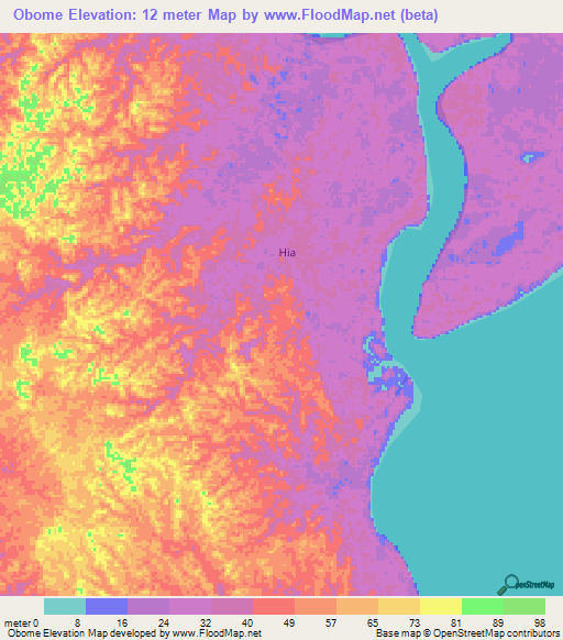 Obome,Indonesia Elevation Map