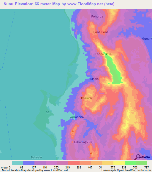 Nunu,Indonesia Elevation Map