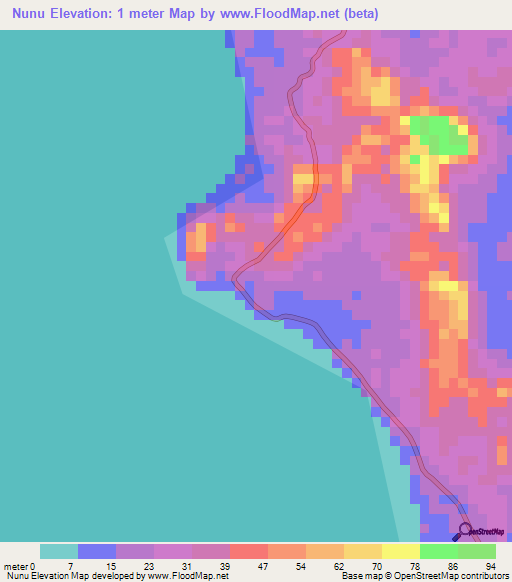 Nunu,Indonesia Elevation Map