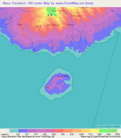 Ntaur,Indonesia Elevation Map