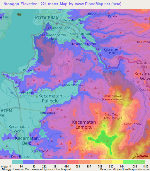 Ntonggu,Indonesia Elevation Map