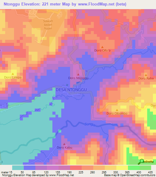 Ntonggu,Indonesia Elevation Map