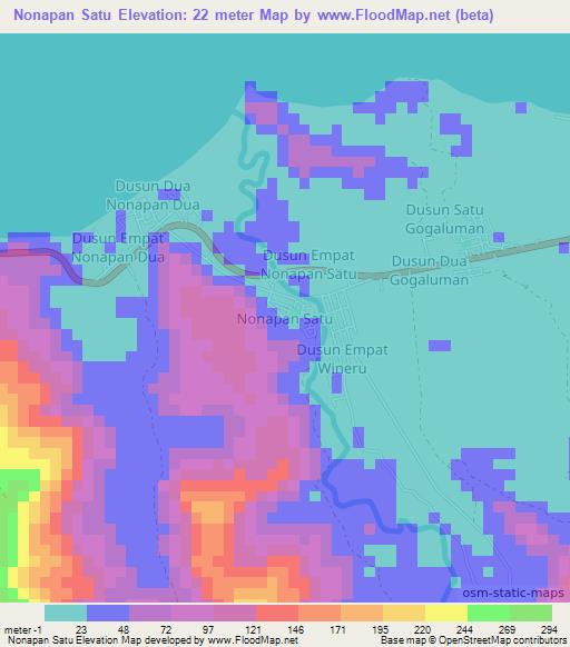 Nonapan Satu,Indonesia Elevation Map