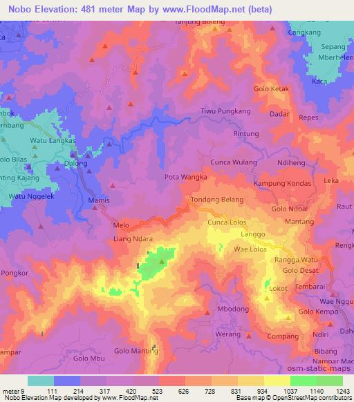 Nobo,Indonesia Elevation Map