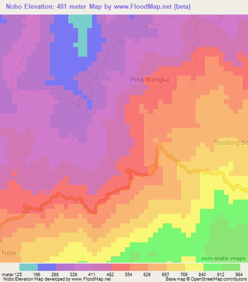 Nobo,Indonesia Elevation Map