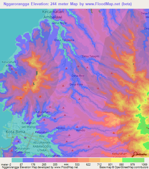 Nggarorangga,Indonesia Elevation Map