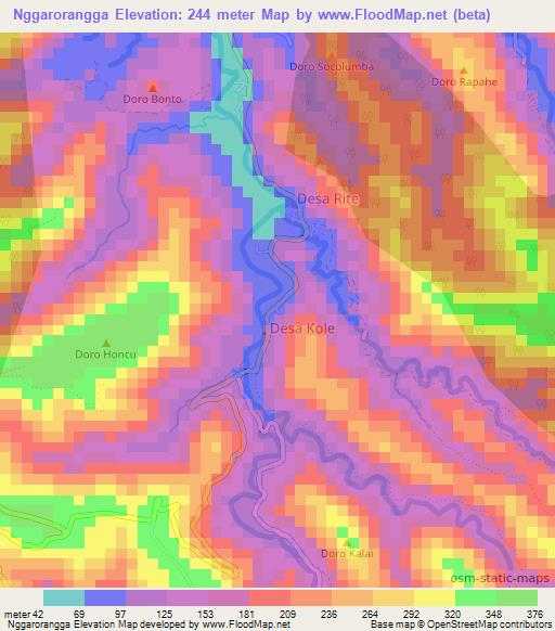 Nggarorangga,Indonesia Elevation Map