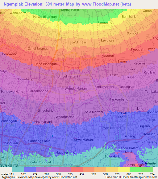 Ngemplak,Indonesia Elevation Map