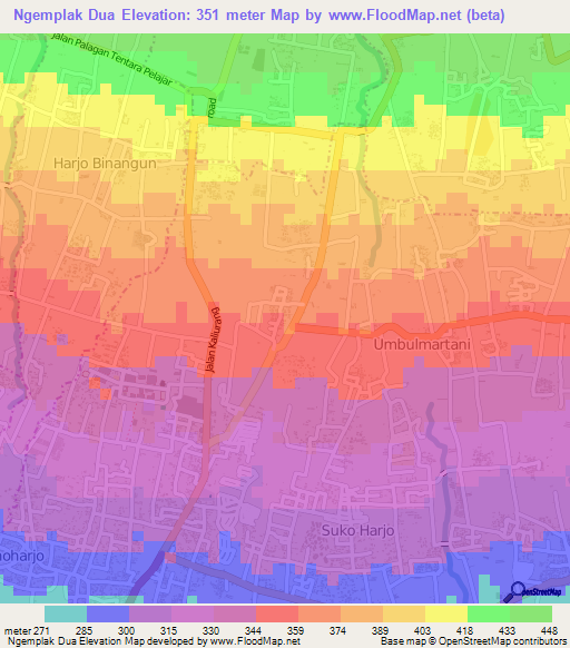 Ngemplak Dua,Indonesia Elevation Map