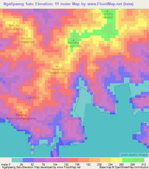 Ngalipaeng Satu,Indonesia Elevation Map