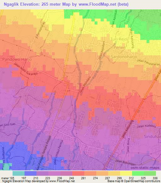 Ngaglik,Indonesia Elevation Map