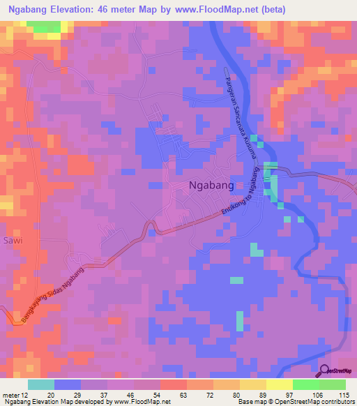 Ngabang,Indonesia Elevation Map