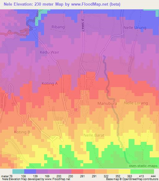 Nele,Indonesia Elevation Map