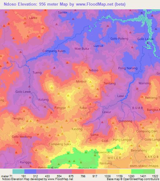 Ndoso,Indonesia Elevation Map