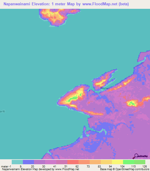 Napanwainami,Indonesia Elevation Map