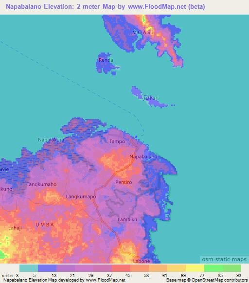 Napabalano,Indonesia Elevation Map