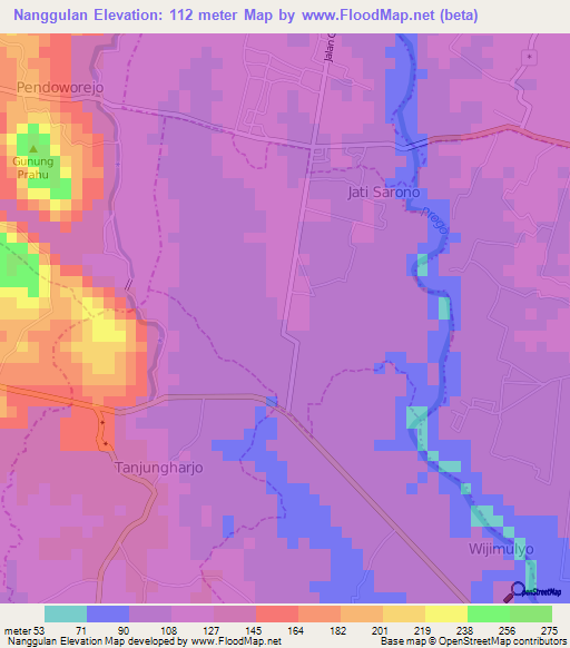 Nanggulan,Indonesia Elevation Map